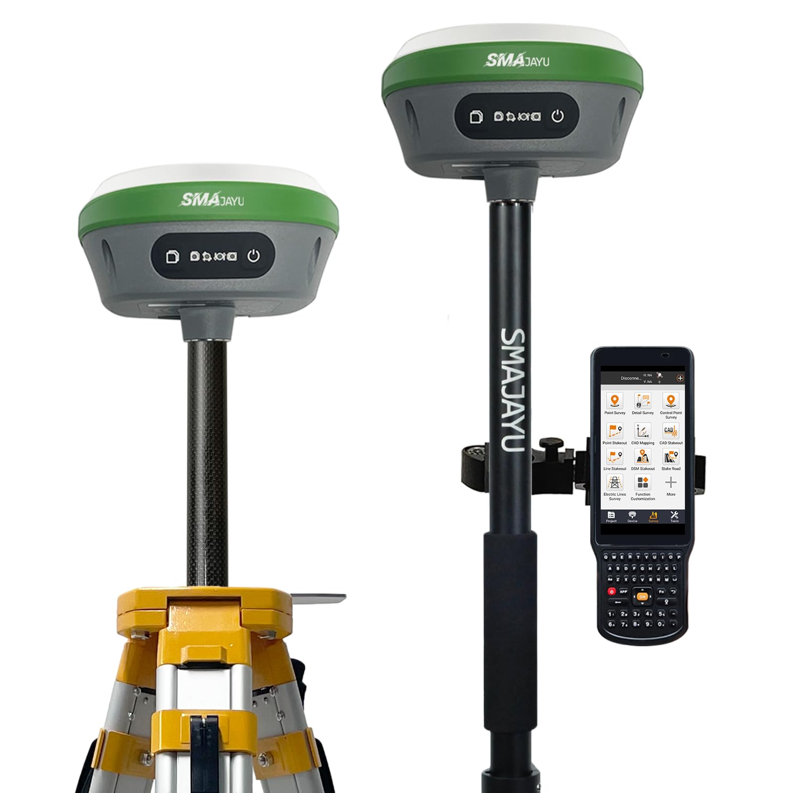 SMA26 GNSS IMU RTK GPS Surveying Equipment Rover Base Handheld Collector with Survey Software, NOAA Certificated, 1408 Channels, 1cm Accuracy, Kilometer Wireless Distance(exclude tripod&pole)