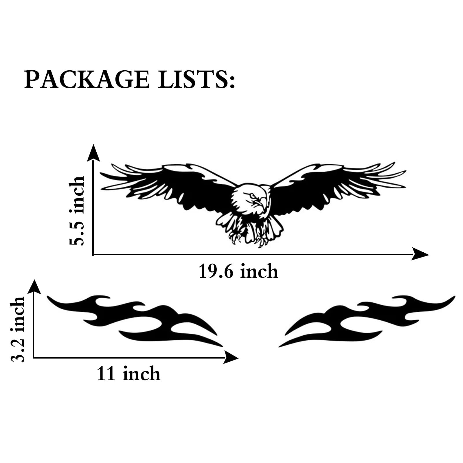Adesivo Per Auto JDM - Bald Eagle Americano - INDIGOS UG - Nero, 190x66 Mm - Vinile Sagomato Resistente UV