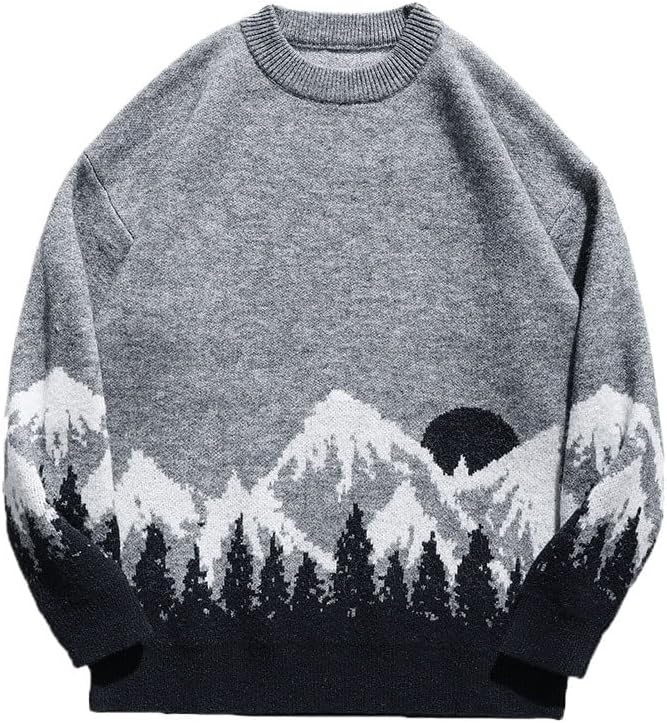 Men's Winter Round Neck Sweater Men Loose Shoulder Versatile Knitted Top