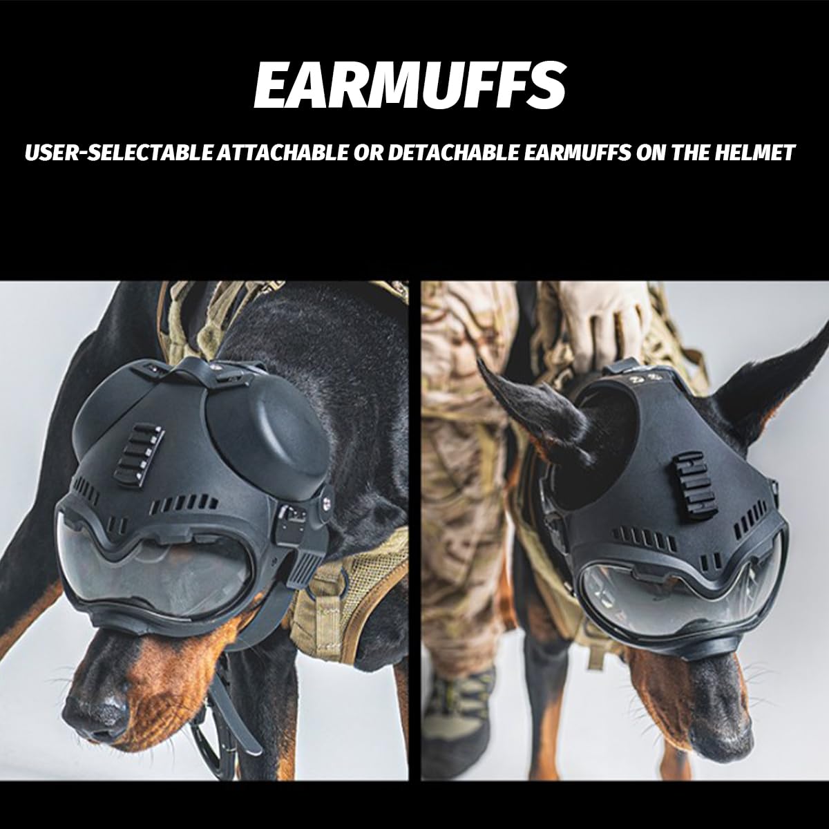 Jungle Leopard K9 Jagdhund Taktischer Helm Outdoor Schutzbrille for Belgische Holländische Terrier Deutscher Schäferhund Durchschnittliche Größe