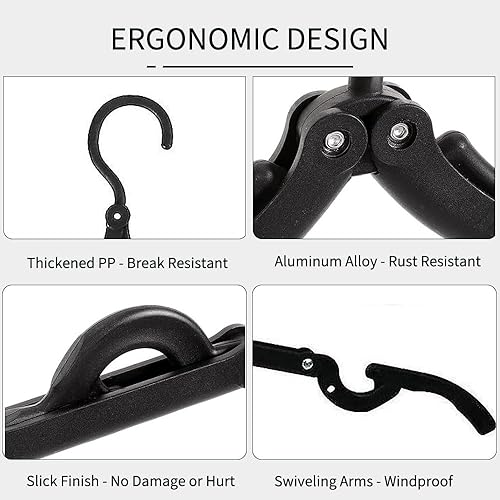 Miniatura 4 de 20 perchas de viaje plegables negras  Perchas de ropa plegables portátiles de carga ligera, accesorios de viaje de alto rodamiento, estante de