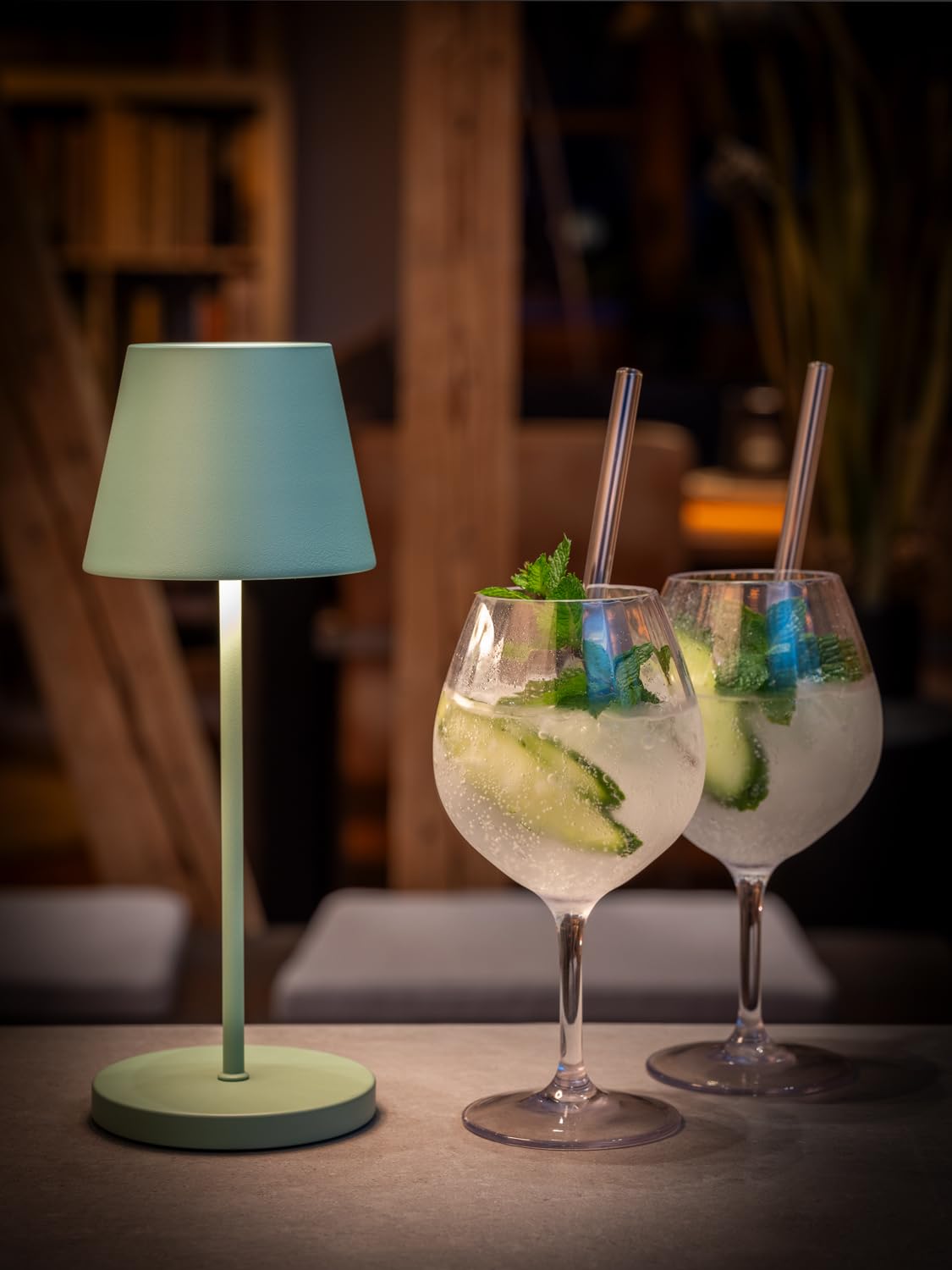 APS 17001 "MERLE" - Lampada da tavolo senza fili USB-C con temperatura e luminosità regolabili, protezione dagli spruzzi d'acqua IP 54, con dockinstation e telecomando