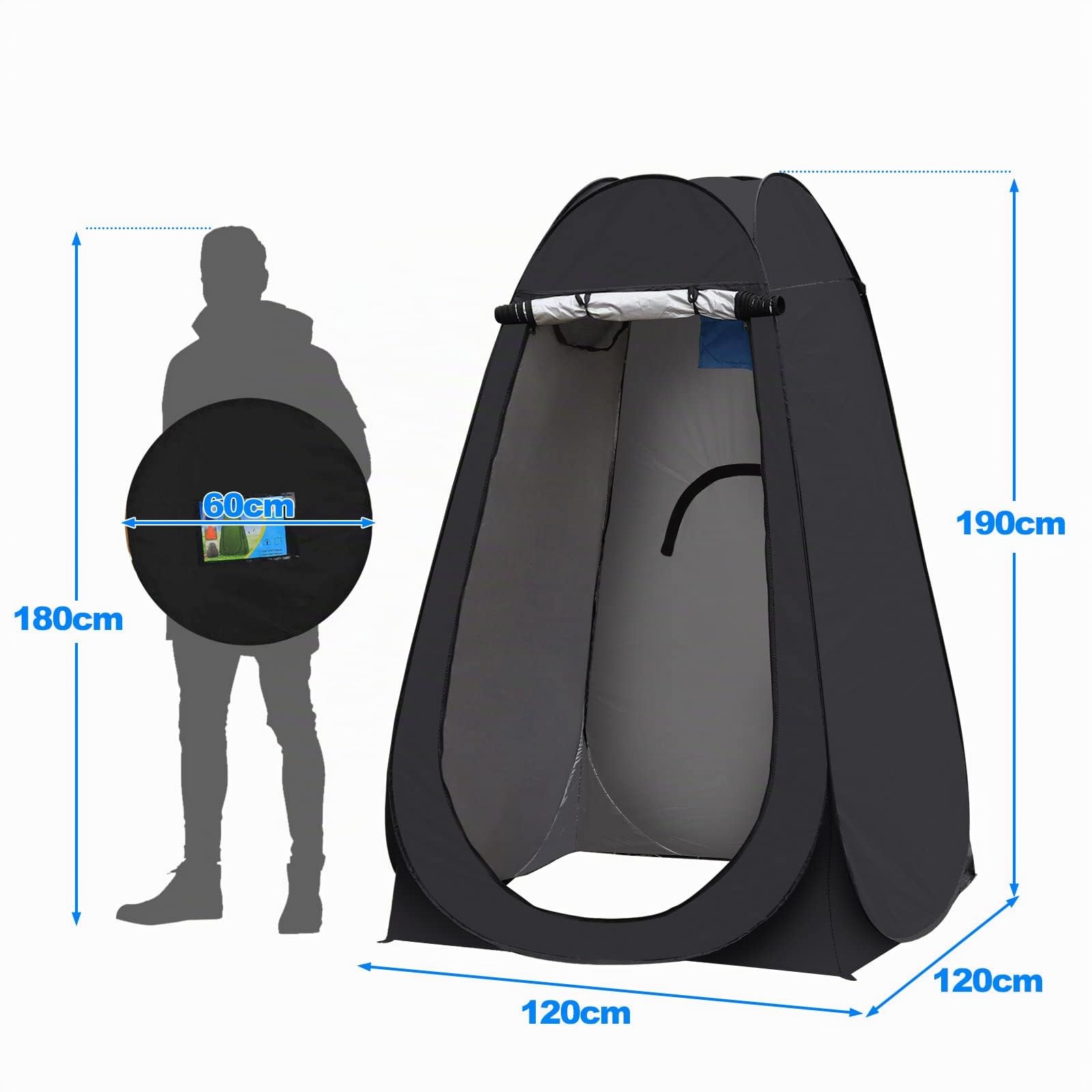 TUKAILAI Tente de Toilette Pop Up Camping Anti-UV, Tente de Douche Portable pour Plage Pêche Randonnée Bain L'extérieur, avec Un Sac de Transport