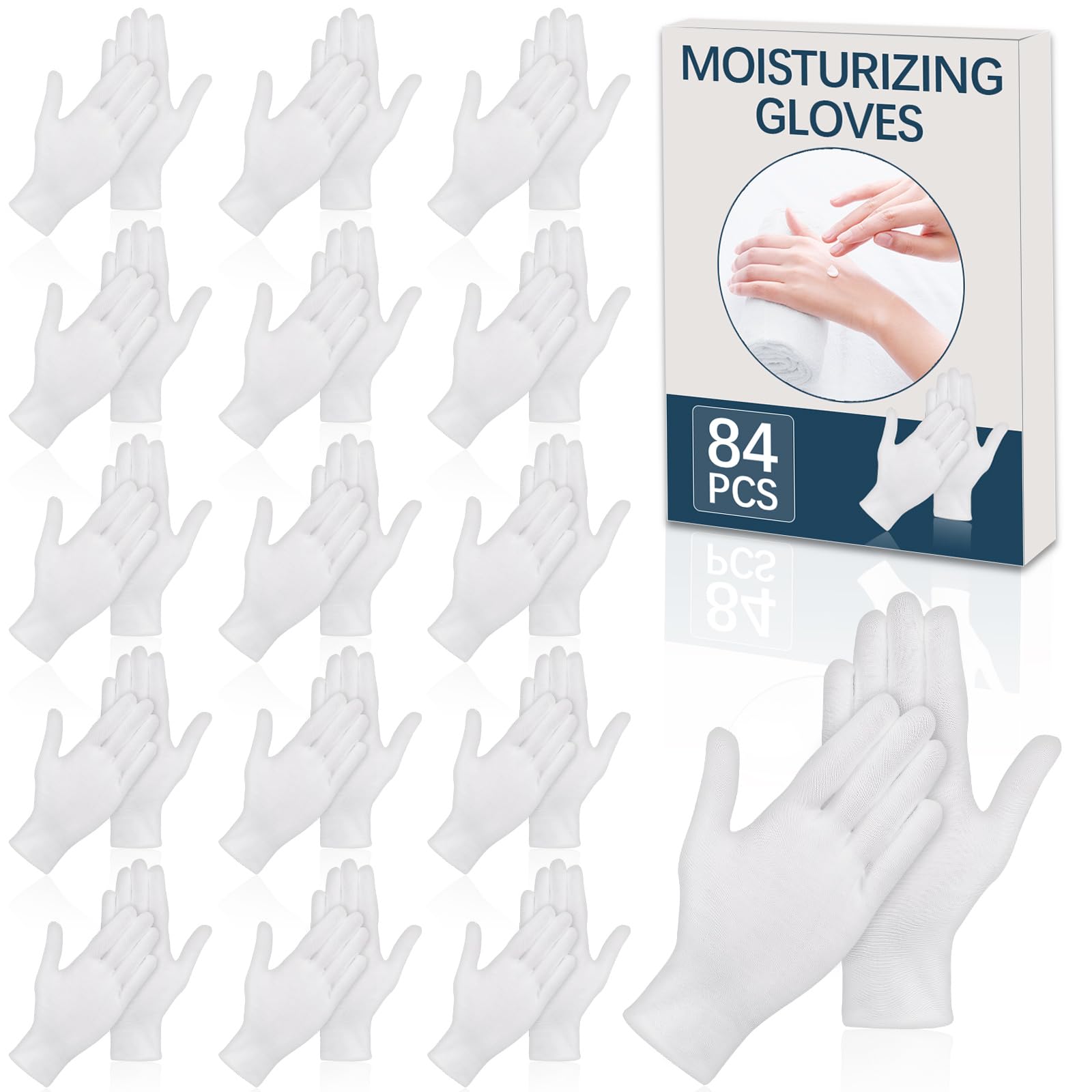 84 Pcs White Cotton Gloves for Dry Hands, Spa and Inspection