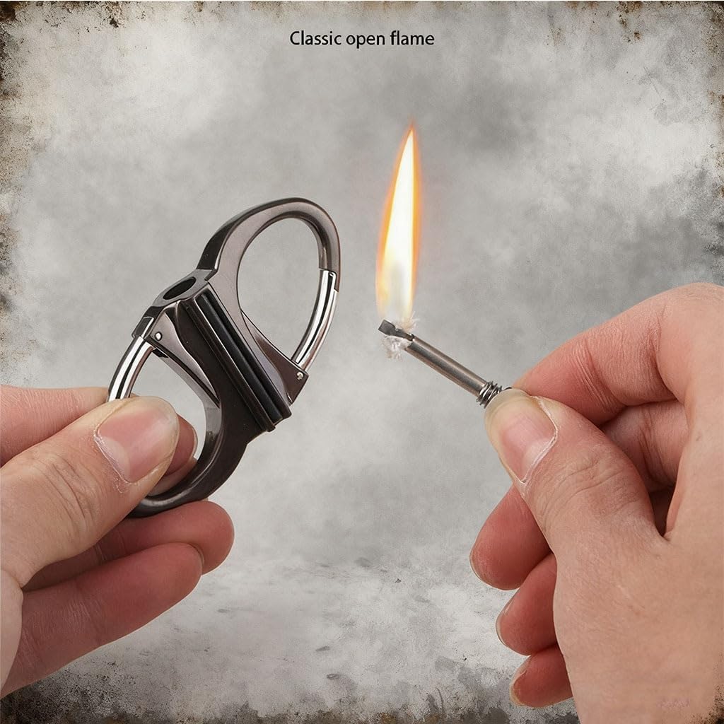 Alloy Keychain Lighter Kerosene Match Lighter,Mini Metal Waterproof for Camping, Hiking, Outdoor(2pack Black)