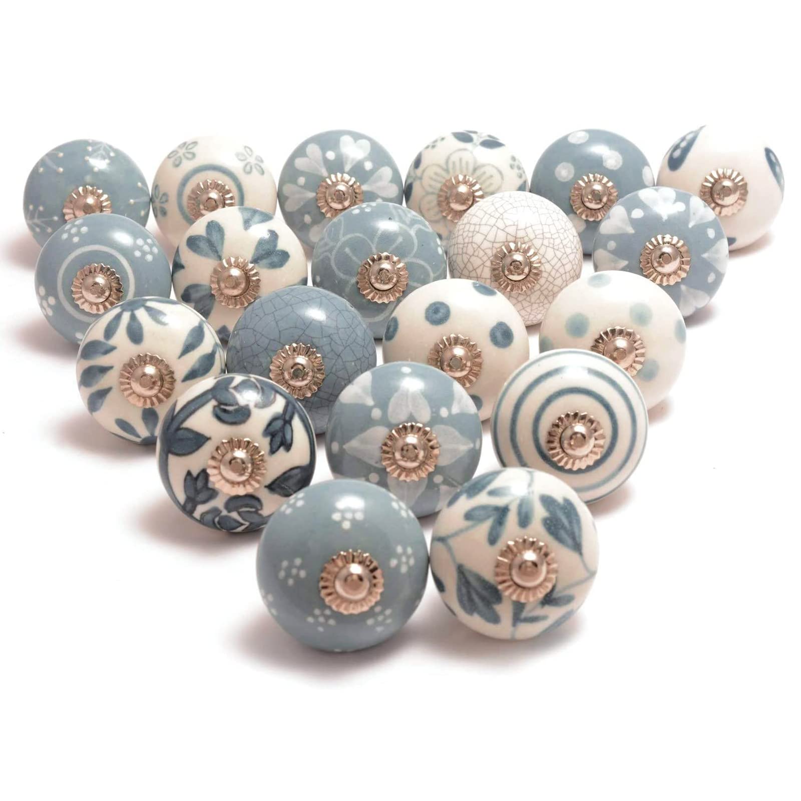 The Boho Street Gray & White Ceramic Door Knobs Cabinet Drawer Knobs 20 Gray And White