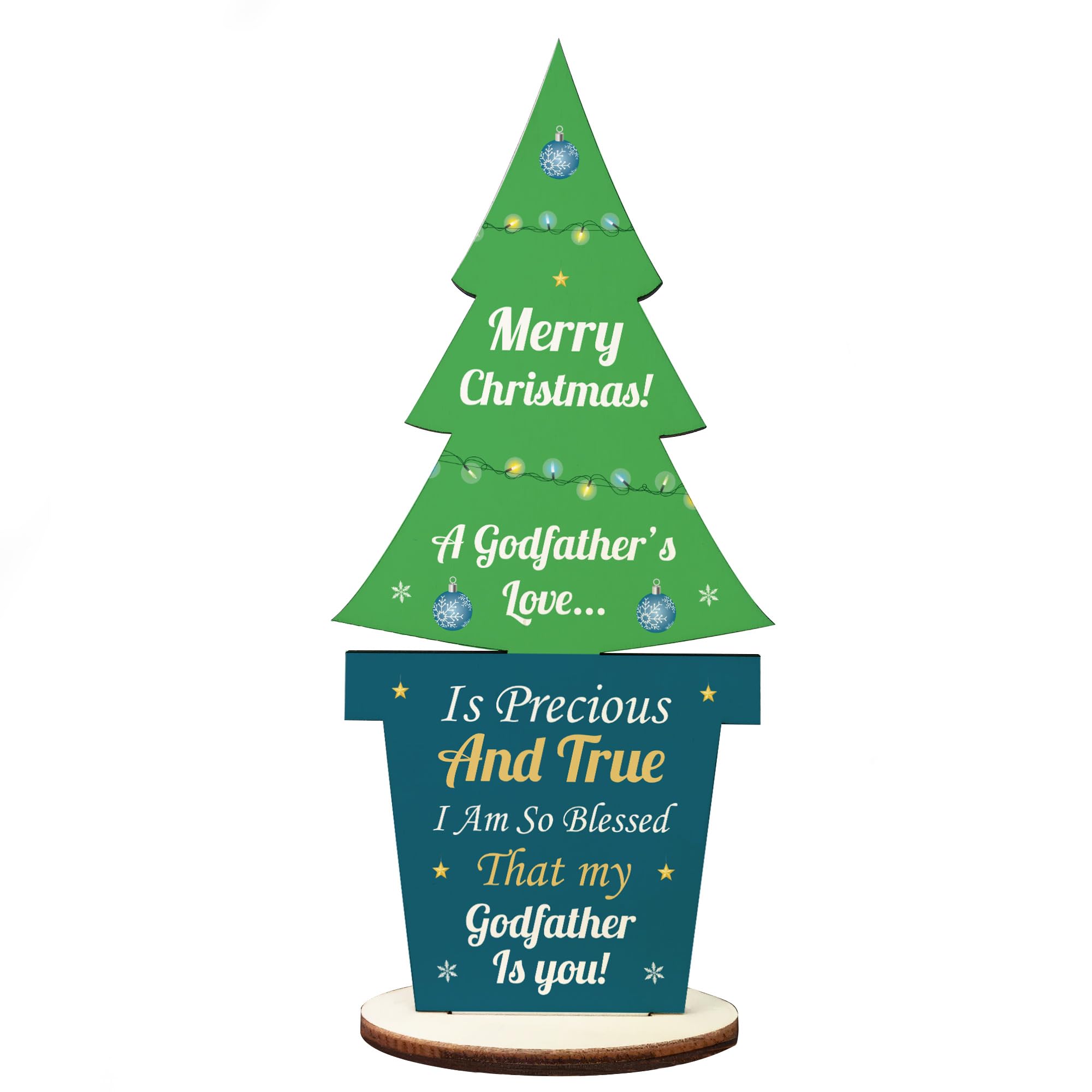 Christmas Godfather Gift Wood Christmas Tree Decoration Godparent Gift Keepsake