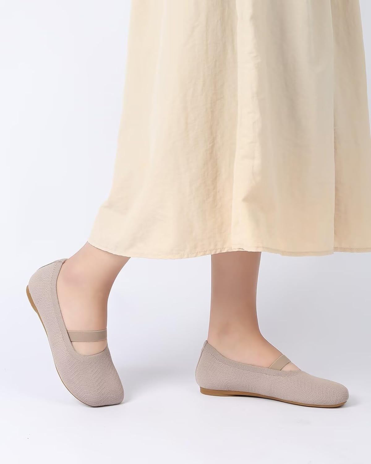 Women's Wide Toe Box Flats Shoes Knit Mary Jane Ballet Flats Comfort Casual Ballerina Walking Dressy Slip-on Shoes with Strap - Image 8