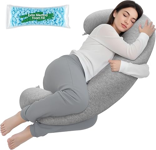 Almohada corporal, almohada larga, almohada corporal de espuma viscoelástica, almohada lateral en forma de C, funda de almohada lavable a máquina,