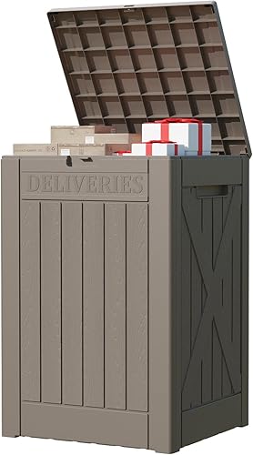 Vista 98 de Patiowell 30 Gallon Resin Deck Box, Outdoor Storage Box for Patio Furniture, Deliveries, Pool Supplies,Waterproof and Lockable, Grey