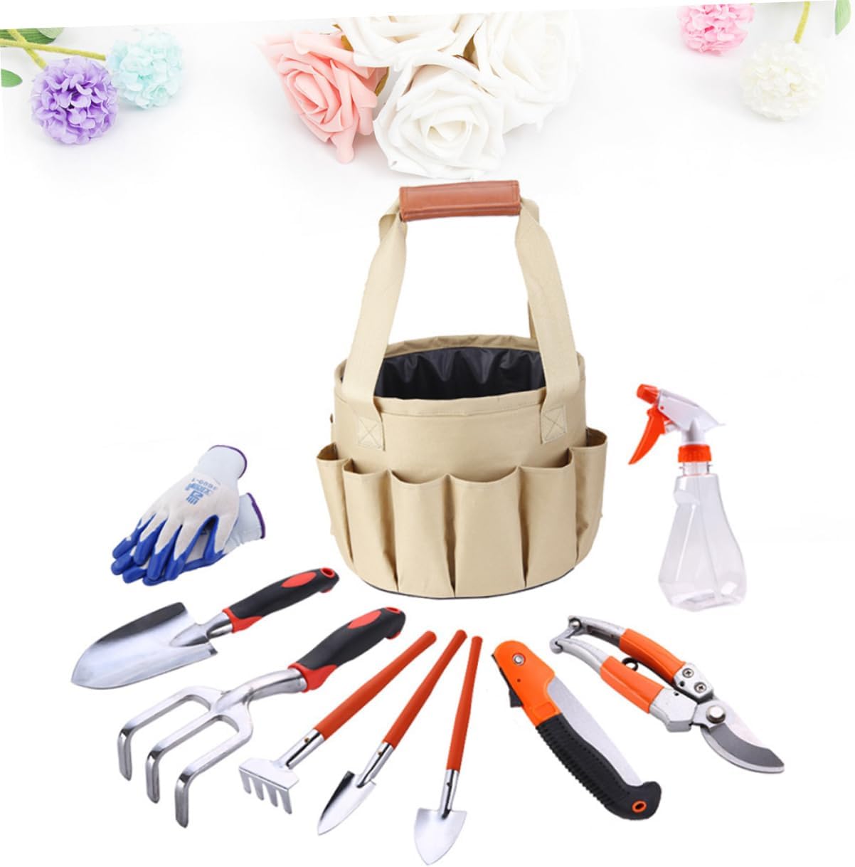 10pcs Aluminium Alloy Garden Tools Set Gardening Supplies Shovel Rake Gloves More for Planting and Weeding for Gardening Enthusiasts