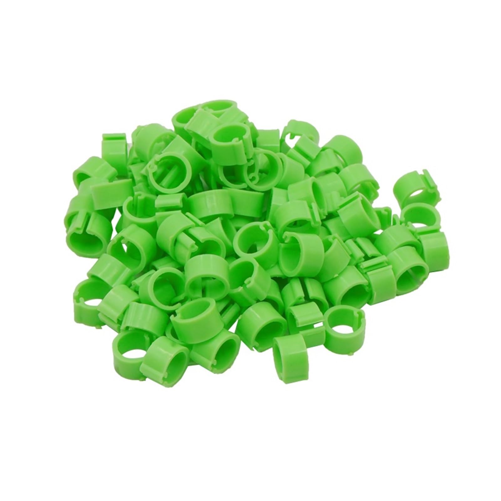 100Pcs Plastic Clip Bird Foot Rings，Compatible Pigeon Quail Farm Bird Identification Accessories(Green no words)