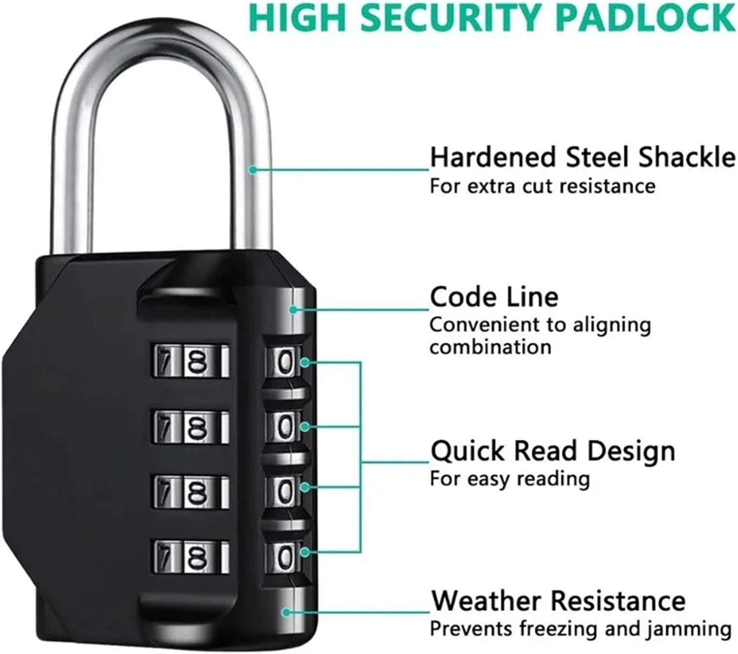 Combination Lock Resettable 4 Digit Padlocks with Combination and Heavy Duty Combination Padlock Outdoor for School 1Pcs(Blue)