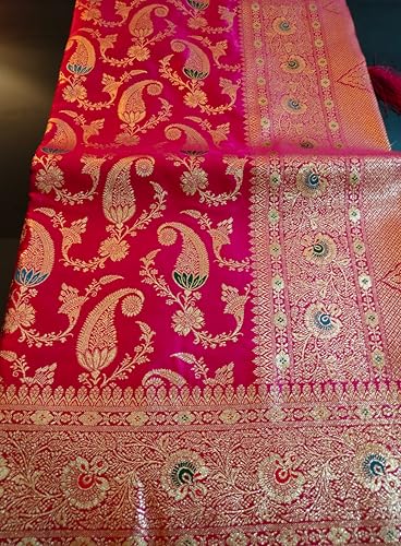 ASIAN CURVES pink banarasi silk saree in katan silk – image 2