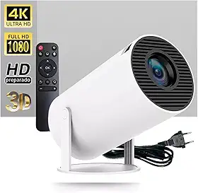 Projetor Portátil com Tela de 60 Polegadas Inclusa Kit Completo Android 13 Imagem 4K Wi-Fi Foco Automático Para Quarto Sala e Cinema em Casa