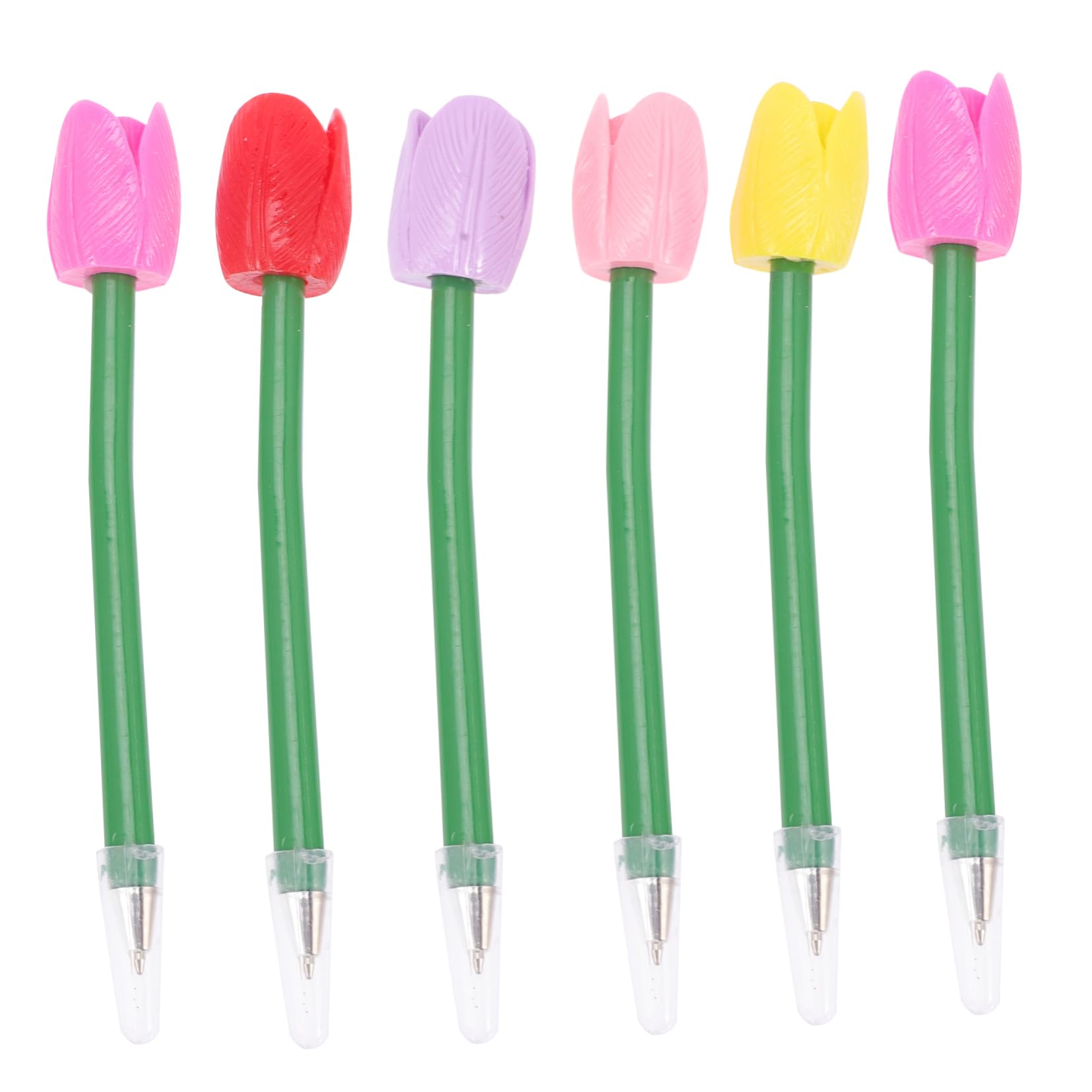 VILLCASE 4 Set Penna A Sfera Tulipano Rosa Evidenziatore Evidenziatori Penna A Fiori Decorativo Matite Floreali Mini Penne Floreali Che Cambiano Penne Gel Plastica 6 Pezzi * 4
