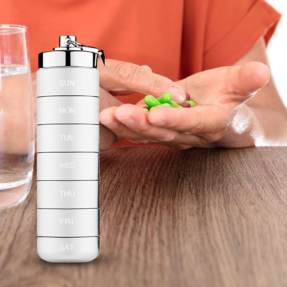 organizador de pastillas diario, Mini pastillero semanal, organizador de pastillas de bolsillo, pastillero, llavero, pastillero de 7 días, pastillero de aleación de aluminio, impermeable portátil con