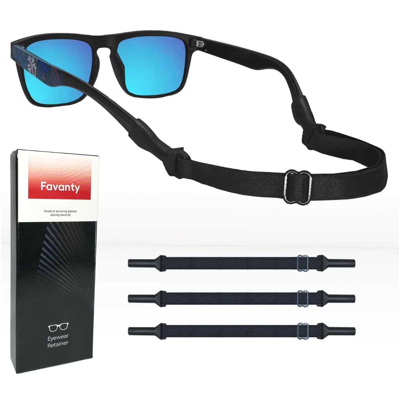 Favanty Kids Glasses Strap, Soft Cotton Flat Knit Anti-Loss 3PCS Black | Soft flat knit c…