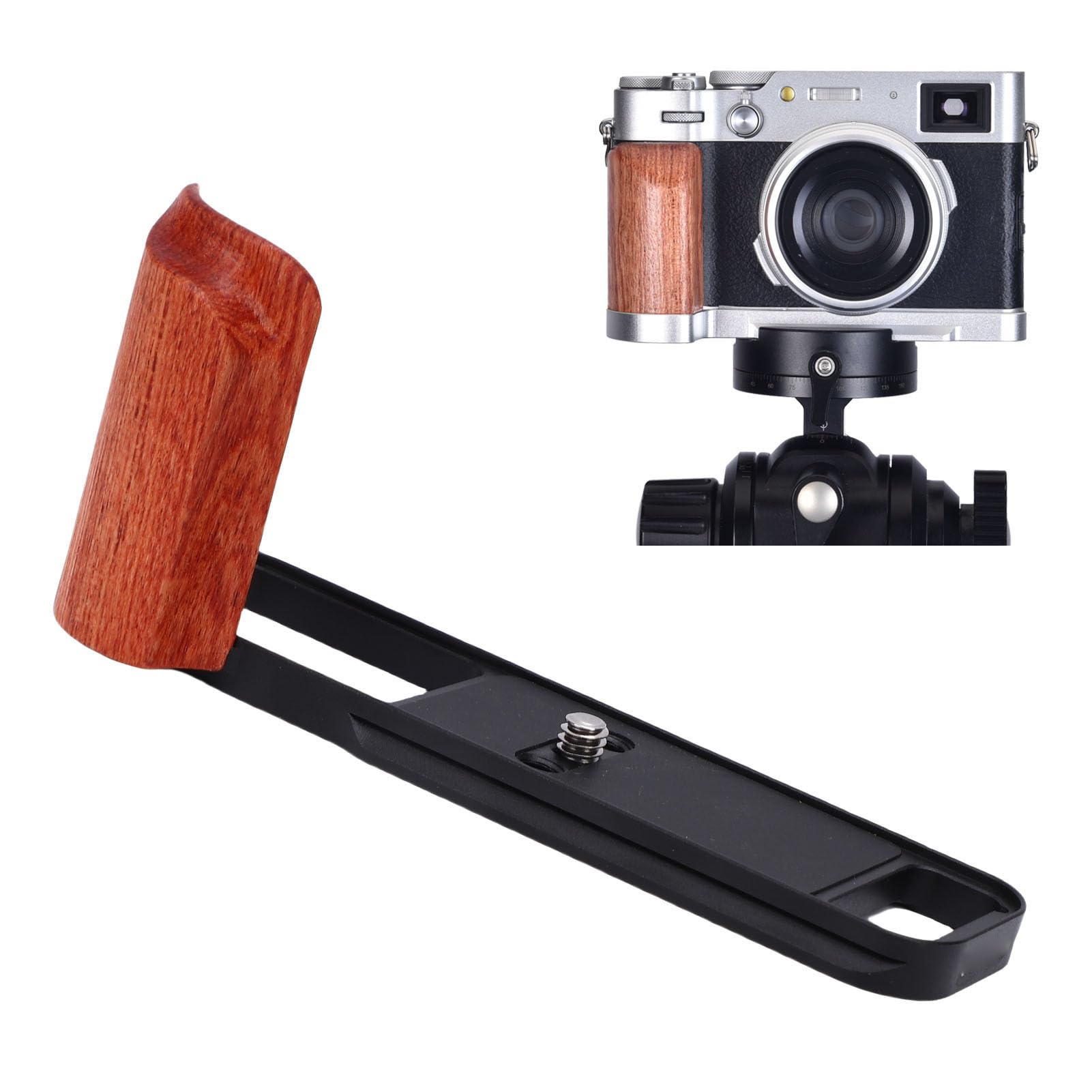 ASHATA Supporto a L per Fotocamera, Impugnatura in Lega di Alluminio con | L Shape Handgrip with Arrow Storage Case Plate, 1/4 Inch Screw, Fit for X E5 Camera