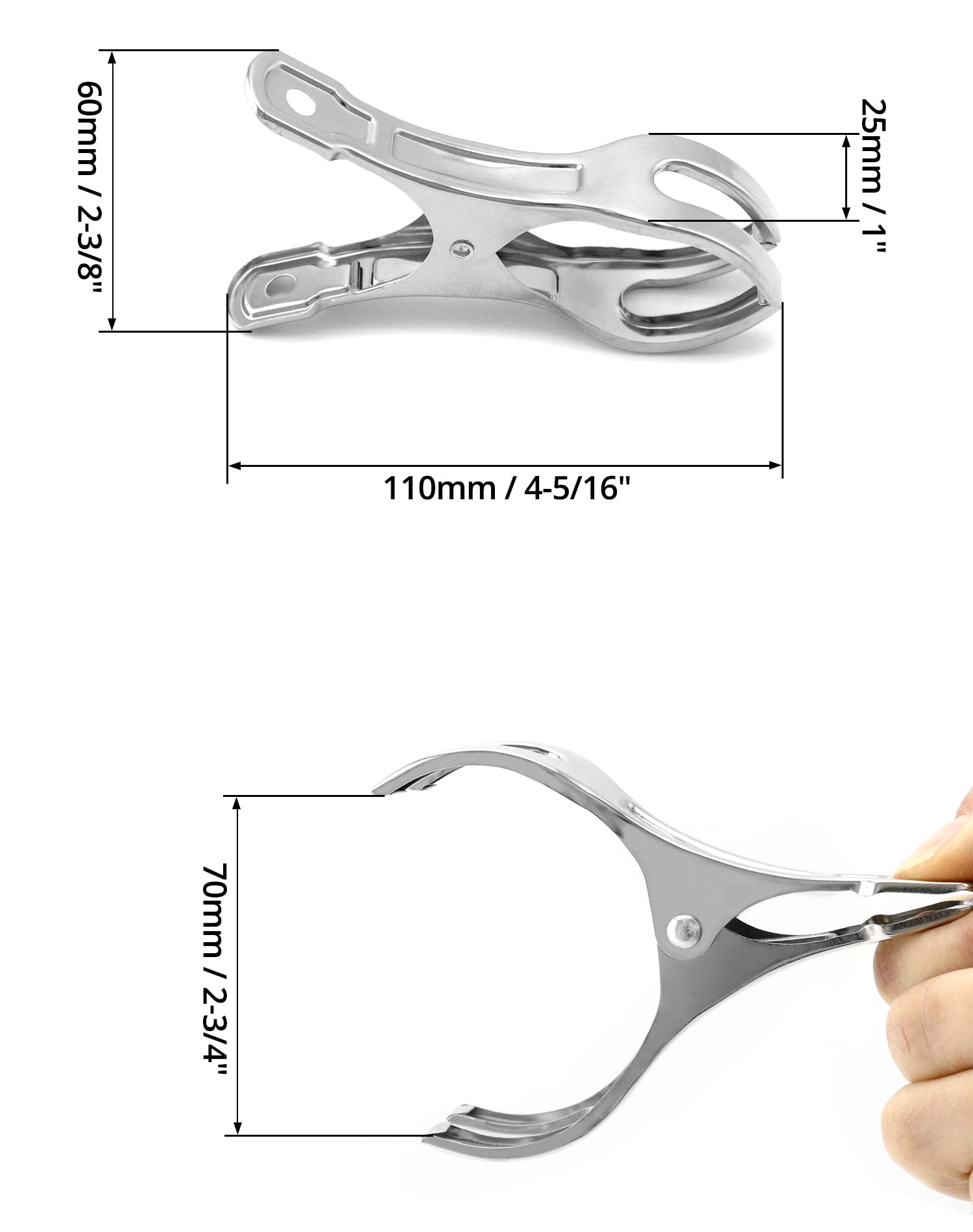 QWORK® 10 Pack Klipsy na ręczniki ze stali nierdzewnej Odporne na wiatr Duże klipsy sprężynowe do ręczników plażowych, ręczników kąpielowych, prześcieradeł i grubych ubrań (11 cm)
