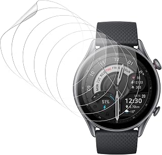 6 Pack Screen Protectors for Amazfit GTR 3/3 Pro, Soft TPU Watch Screen Protector, HD Clear, Full Coverage, Scratch Resistant,Tempered Glass
