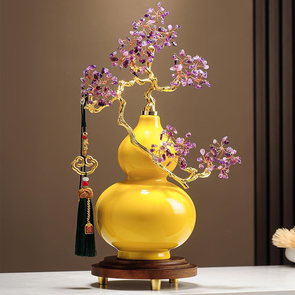 Lucky Wu Lou Gurda Statua Feng Shui Ceramiczna ozdoba dekoracyjna do domu i biura Tradycyjna chińska figurka amuletu symbolizująca ochronę dobrobytu i pozytywną energię,Yellow