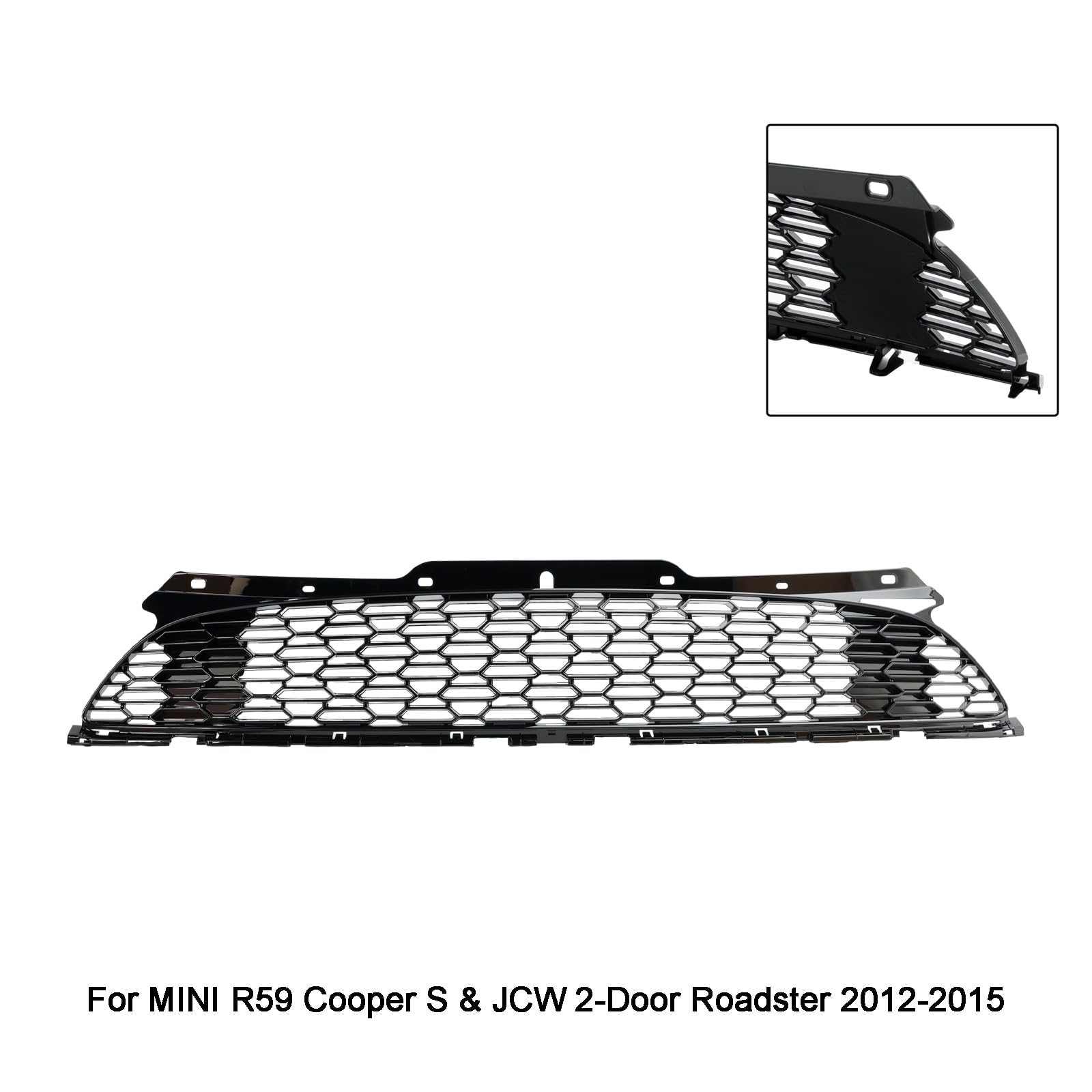 Griglia paraurti anteriore Gloss Black Front Bumper Grill Grille Fit for Mini R55 R56 R57 R58 R59 Cooper S & for JCW (No Logo)