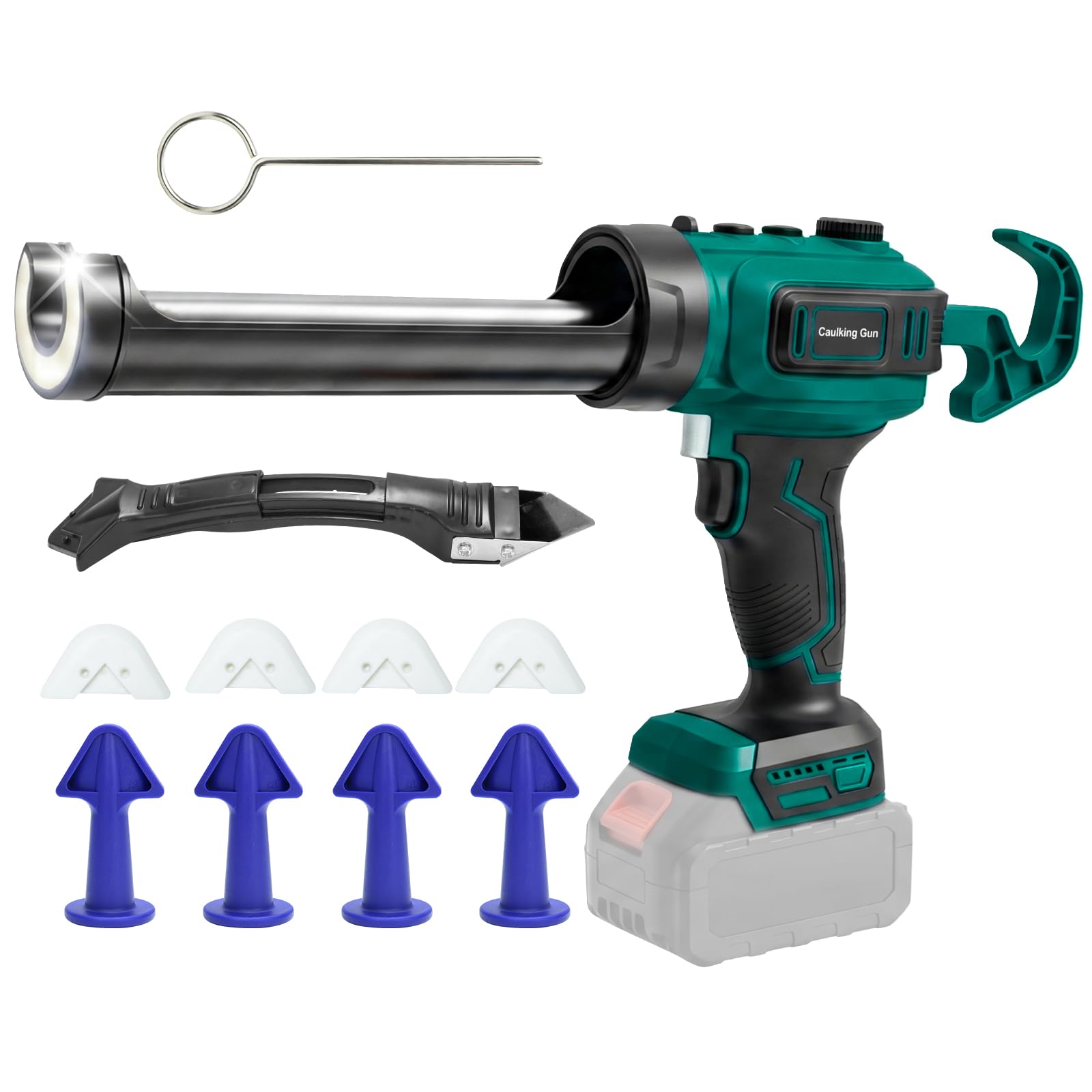 Pistola Silicona Transmisión Continua, Rango De Velocidad 71-261mm/Min, Pistola Silicona Profesional Diseño Anti-Goteo, Con Luz LED, Compatible Con Batería Makita 18v (Serie B)