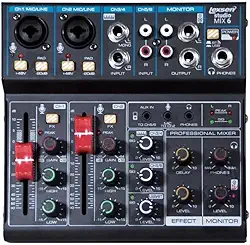 Mesa de Som Studio Mix 6 Lexsen de 6 canais com interface USB e Bluetooth