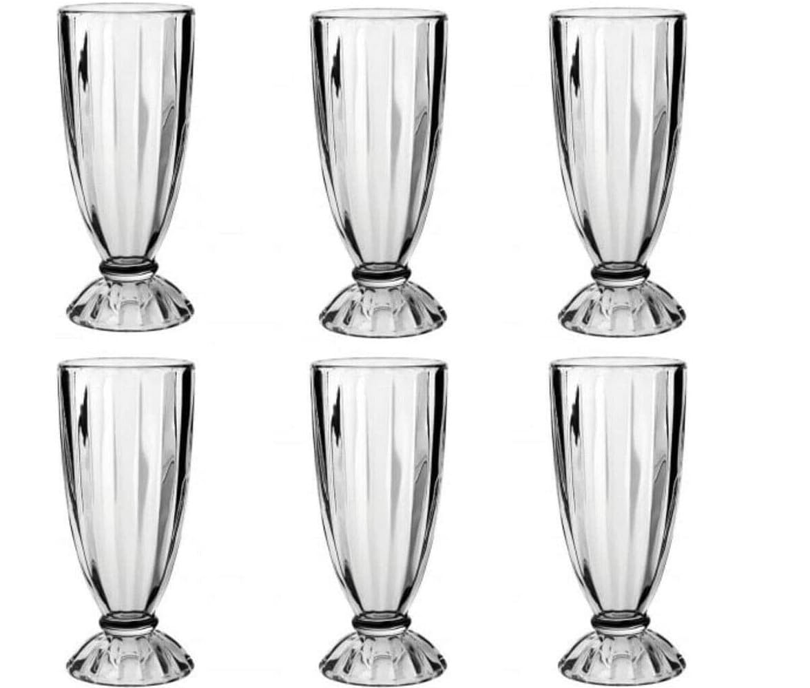 Acense Set of 6 Clear Milkshake/Smoothie/Dessert/Sundae Glasses/Knickerbocker Glory Glasses - Perfect for Creating Delicious Germain Prawn Cocktail or Ice Cream Sundae Treats!