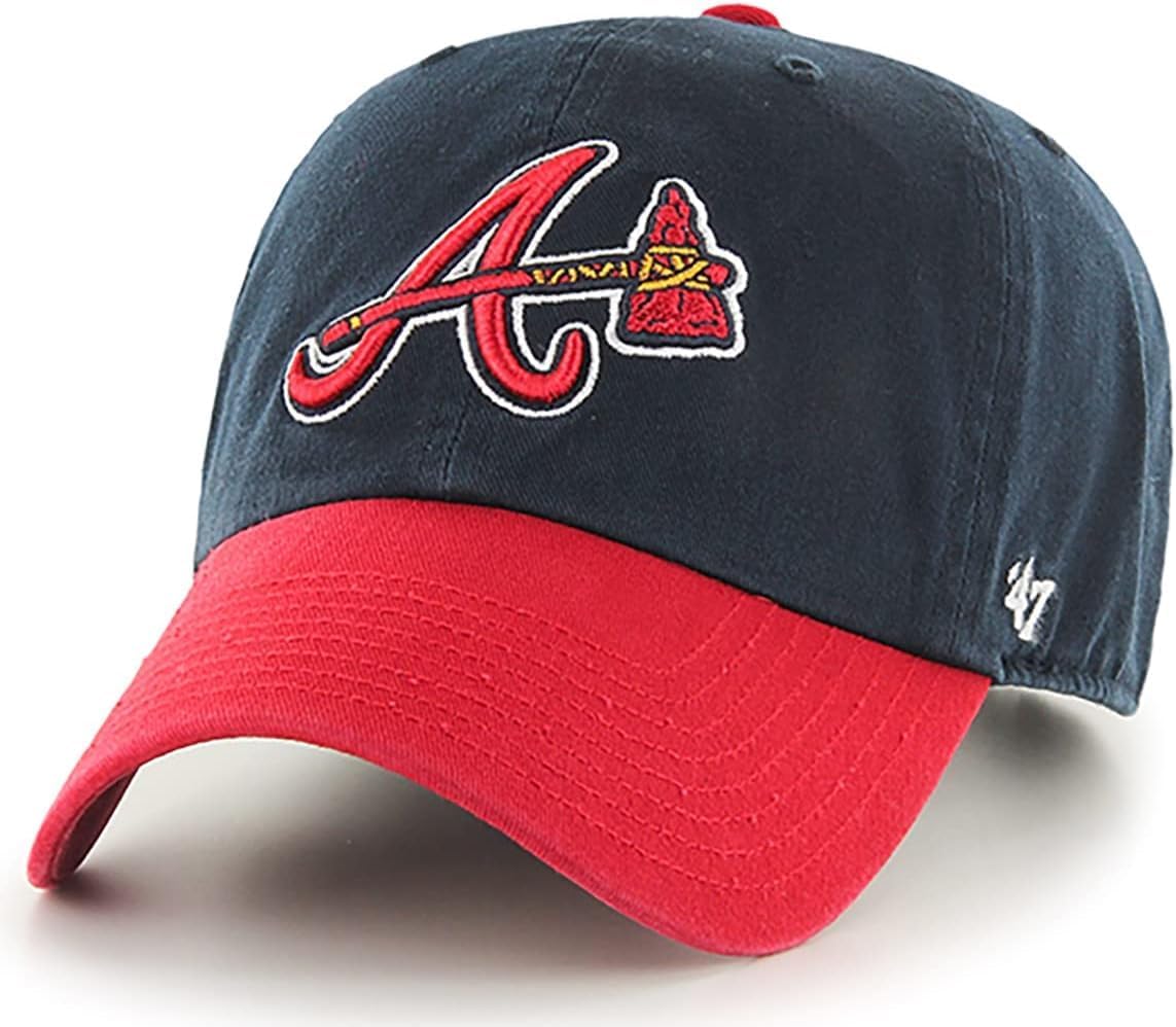 '47 MLB Two Tone Clean Up Adjustable Hat, Adult One Size Fits All (Atlanta Braves)