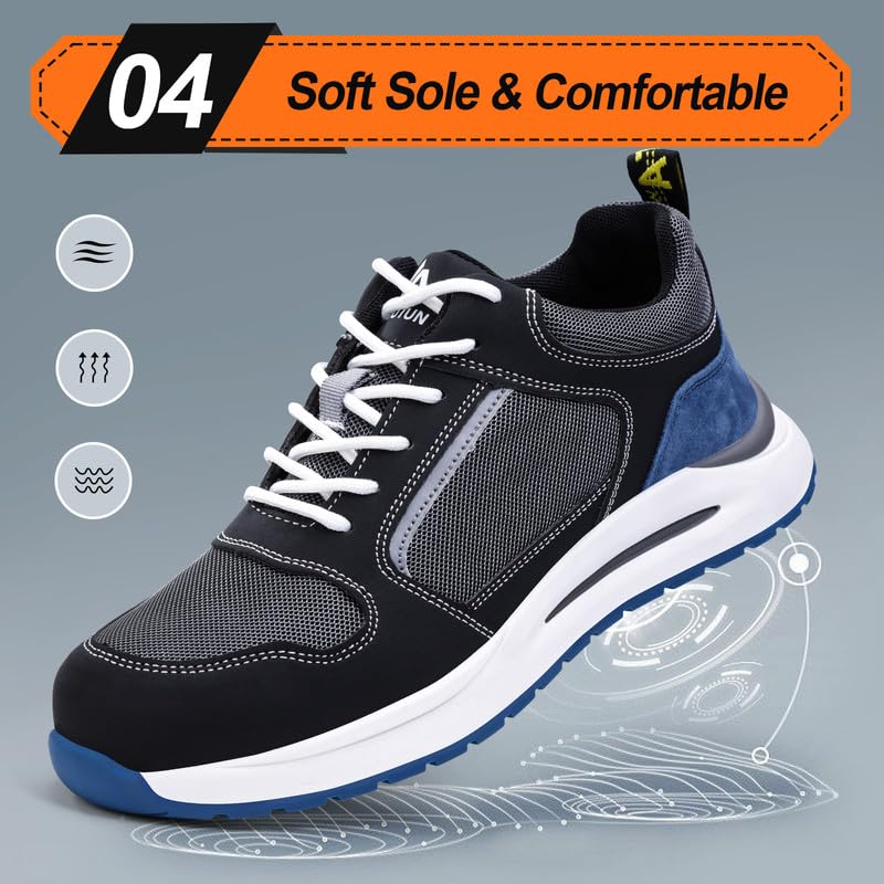 Image of LAoutun Steel Toe Shoes for Men Women Safety Work Shoes Indestructible Steel Toe Sneakers Lightweight Work Shoes Toe Shoes