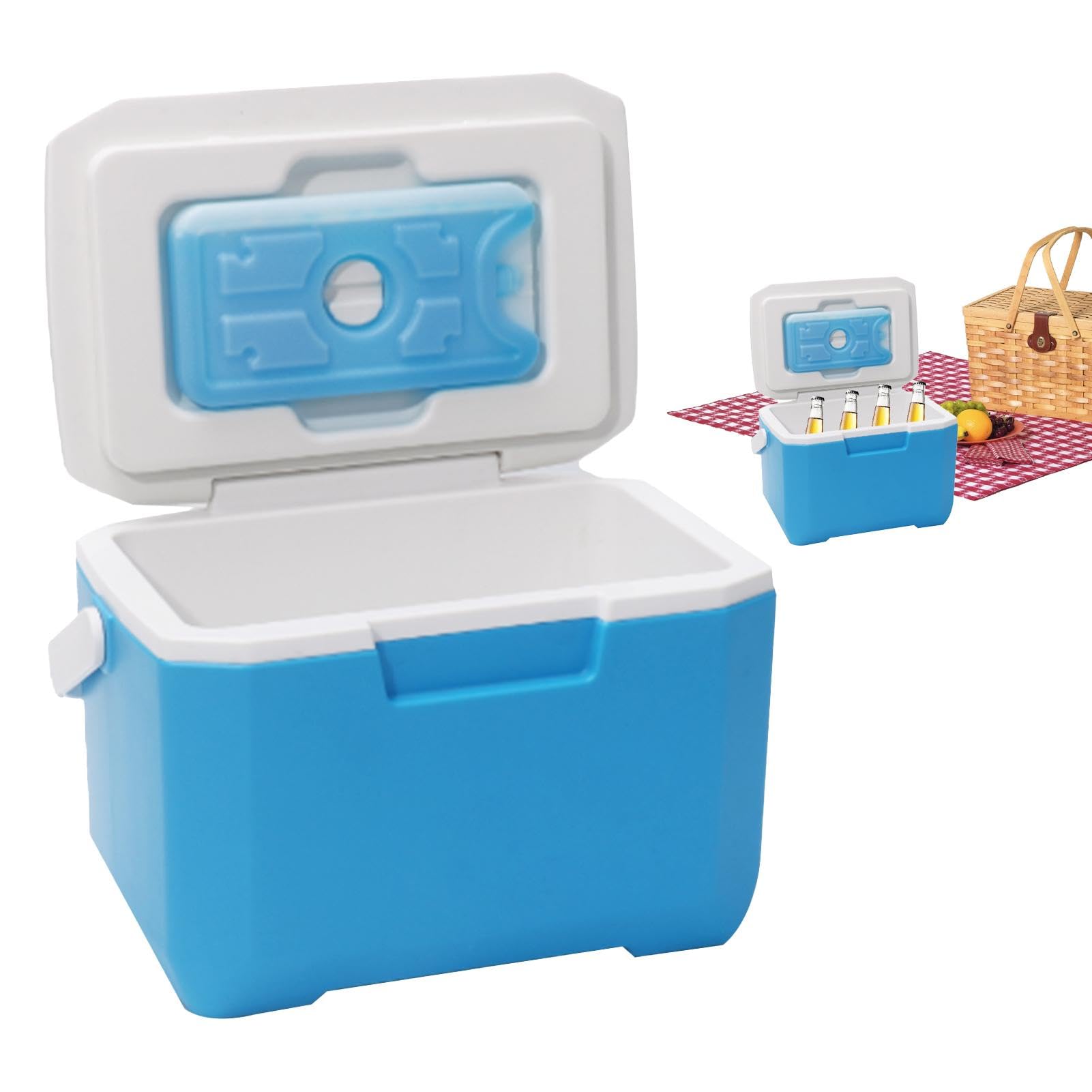 Enfriador portátil aislado – Enfriador duro con asa | Pequeña nevera para alimentos y bebidas | Contenedor aislado para exteriores con retención de hielo | para camping, comestibles, picnic, canotaje,