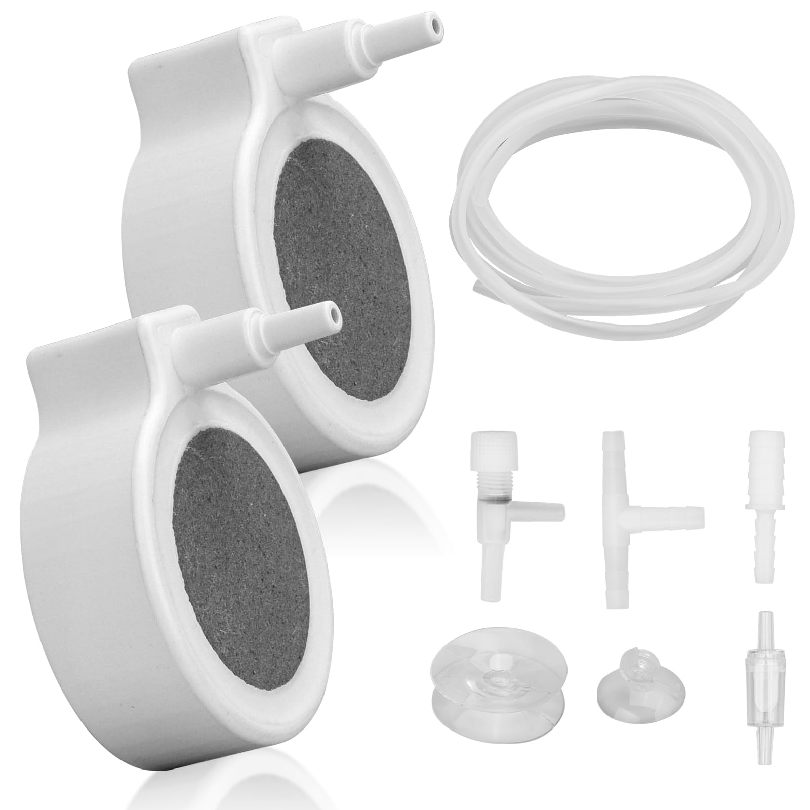 coomatec 2 Pack Fish Tank Bubbler Air Stone - 2 Inch Ultra Silent Air Stones for Aquariums, High Dissolved Air Stone Hydroponics System, Ideal Bubbler Stone for Aquarium Fish Tank(2 to 30 Gallon)