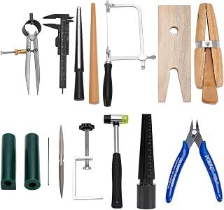 UNICRAFTALE 13Pcs Ring Wax Kit Wax Carving Set Jewelry Wax Tools Ring Making Kit Wax Casting Kit with Mandrel Laser Marked Jewelers Wax Saw Frame File Caliper for Jewelry Making and Repair