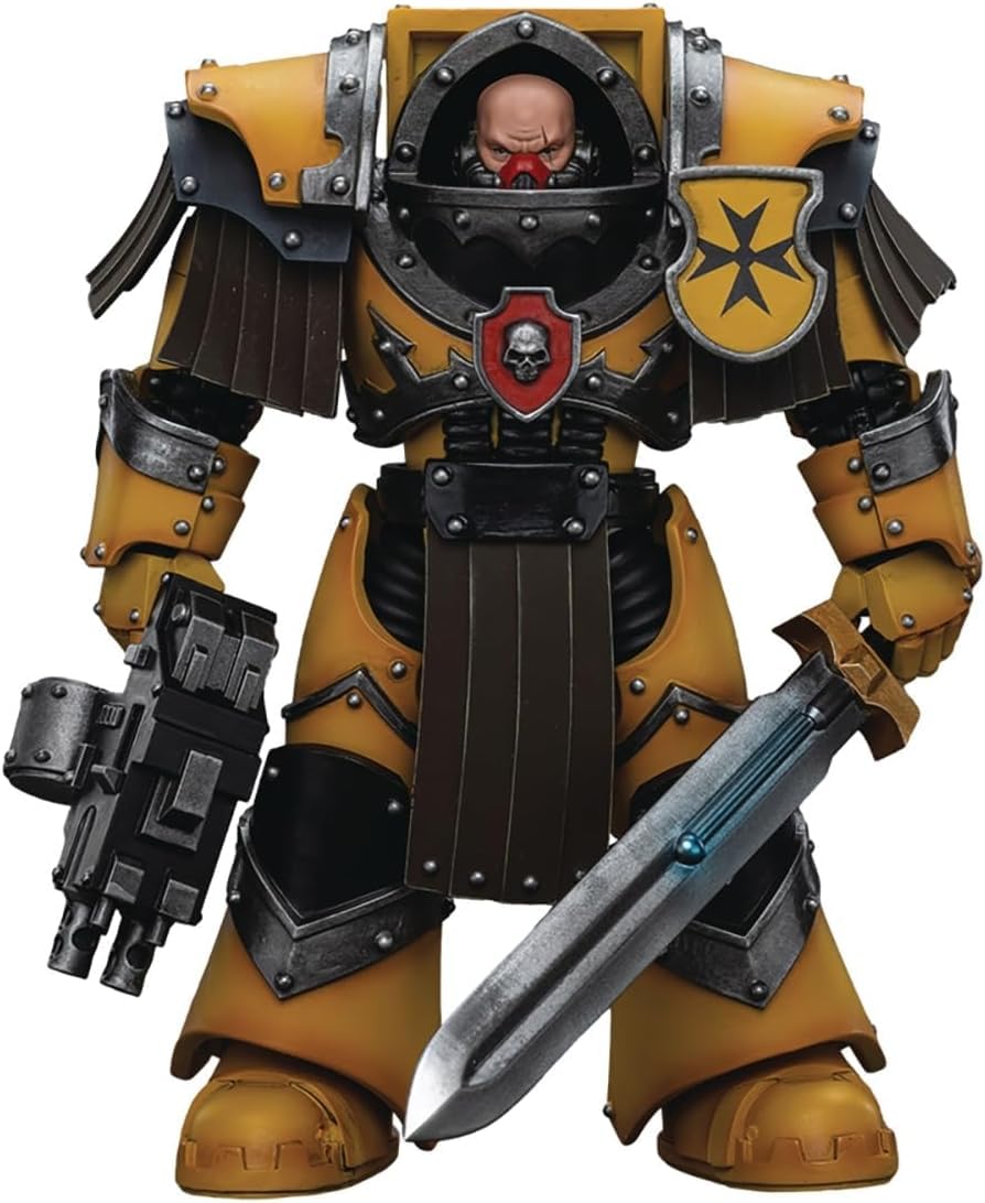 LEBOO JOYTOY Warhammer 40k Imperial Fists Legion Cataphractii Terminator Squad Legion Cataphractii Sergeant with Power Sword 12cm Collectible Model Toy โ image 1