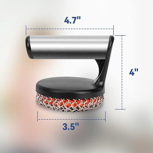 Miniatura 2 de Skyflame Limpiador de hierro fundido con asa, limpiador de malla de acero inoxidable para sartenes y sartenes - Utensilios de cocina de hierro