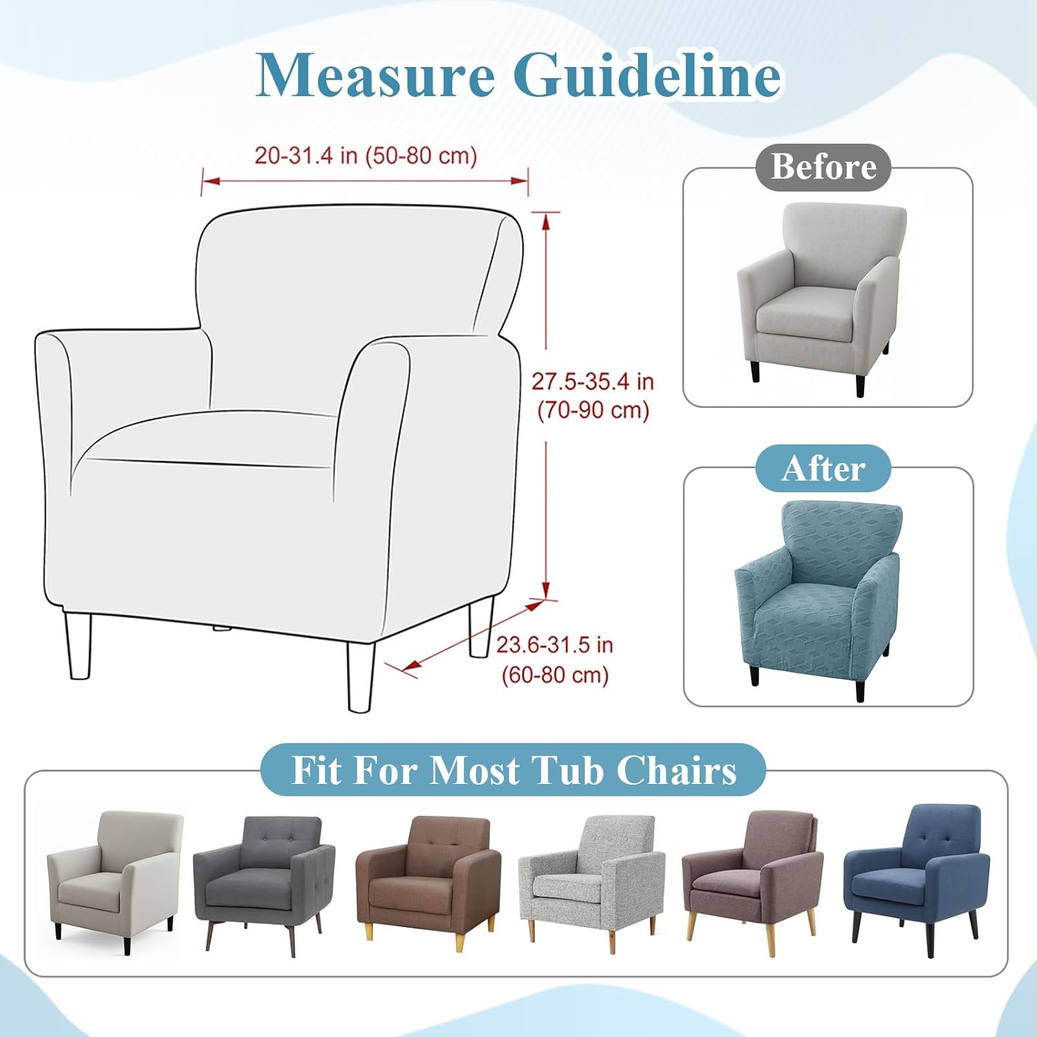LiveGo Stretch Banquet Armchair Covers, Soft Jacquard Accent Chair Cover with Arms, Armchair Slipcovers Furniture Protector Machine Washable for Living Room Office Reception Reading Chair Sofa