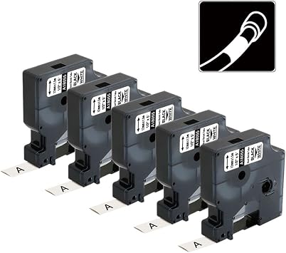 Replacement for Dymo 18055 a18055 Rhino Heat Shrink Tube Labels 1/2 | Industrial Label Tubing Compatible with DYMO Rhino 4200 5200 5000 6000 Label Makers, 1/2" x 4.912mm x 1.5m, 5-Pack