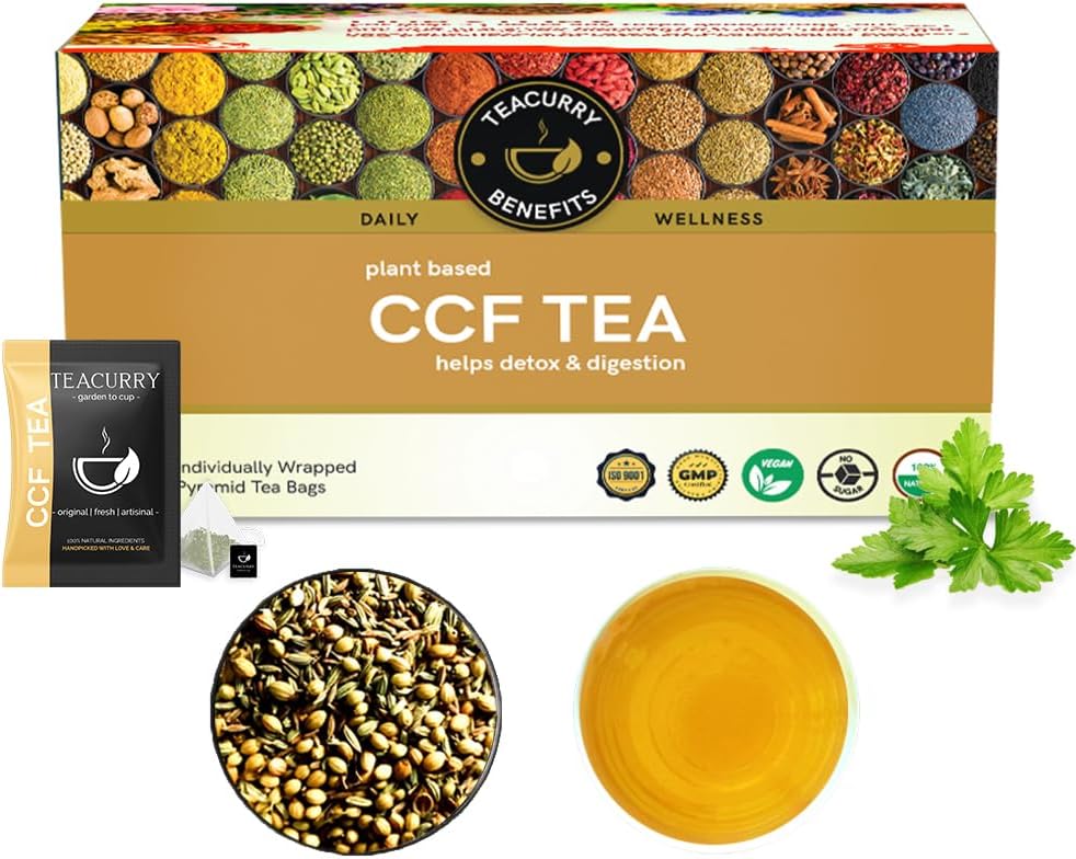 CCF Herbal Infusion (30 Bags) – Supports Digestion & Detox | Helps with Bloating, Gut Health & Metabolism | Cumin Coriander Fennel Blend | 100% Natural