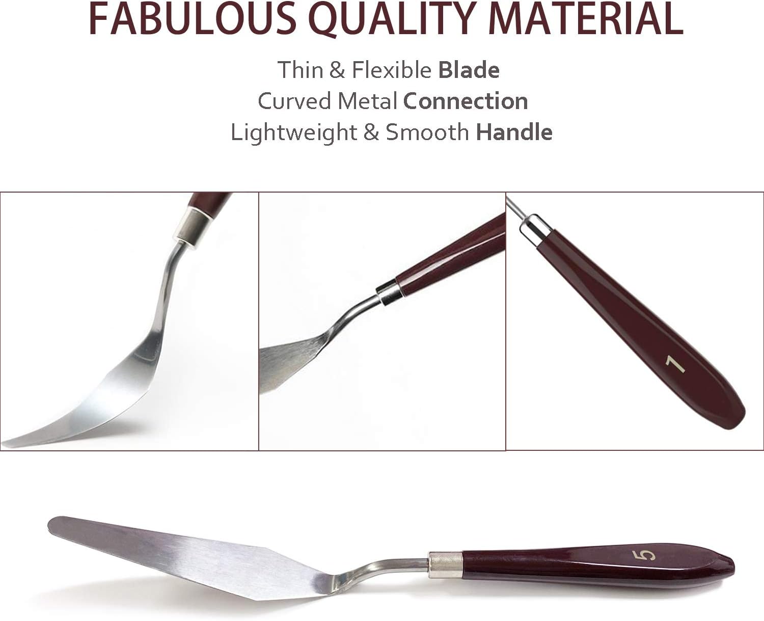 KELIFANG 5 Pieces Painting Knives Stainless Steel Palette Knife Set, Paint Scraper Oil Paint Accessories for Oil Painting, Acrylic Painting, Color Mixing and Thick Paint Applications