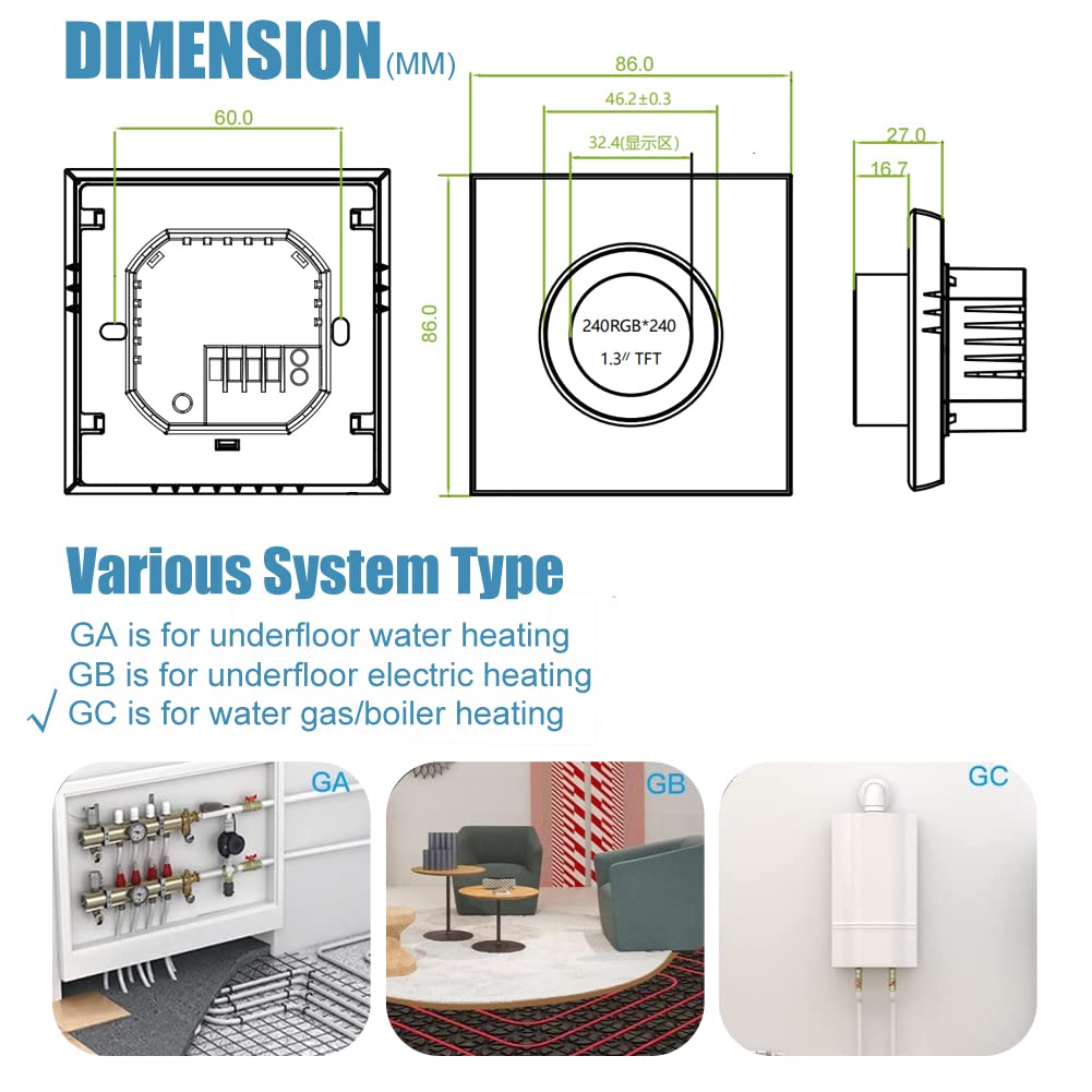 Termostato Caldaia A Gas Wifi con Digitale Programmabile,Cronotermostato wifi Smart Compatibile con Alexa Google home,Termostato Ambiente Intelligente Controllo Vocale