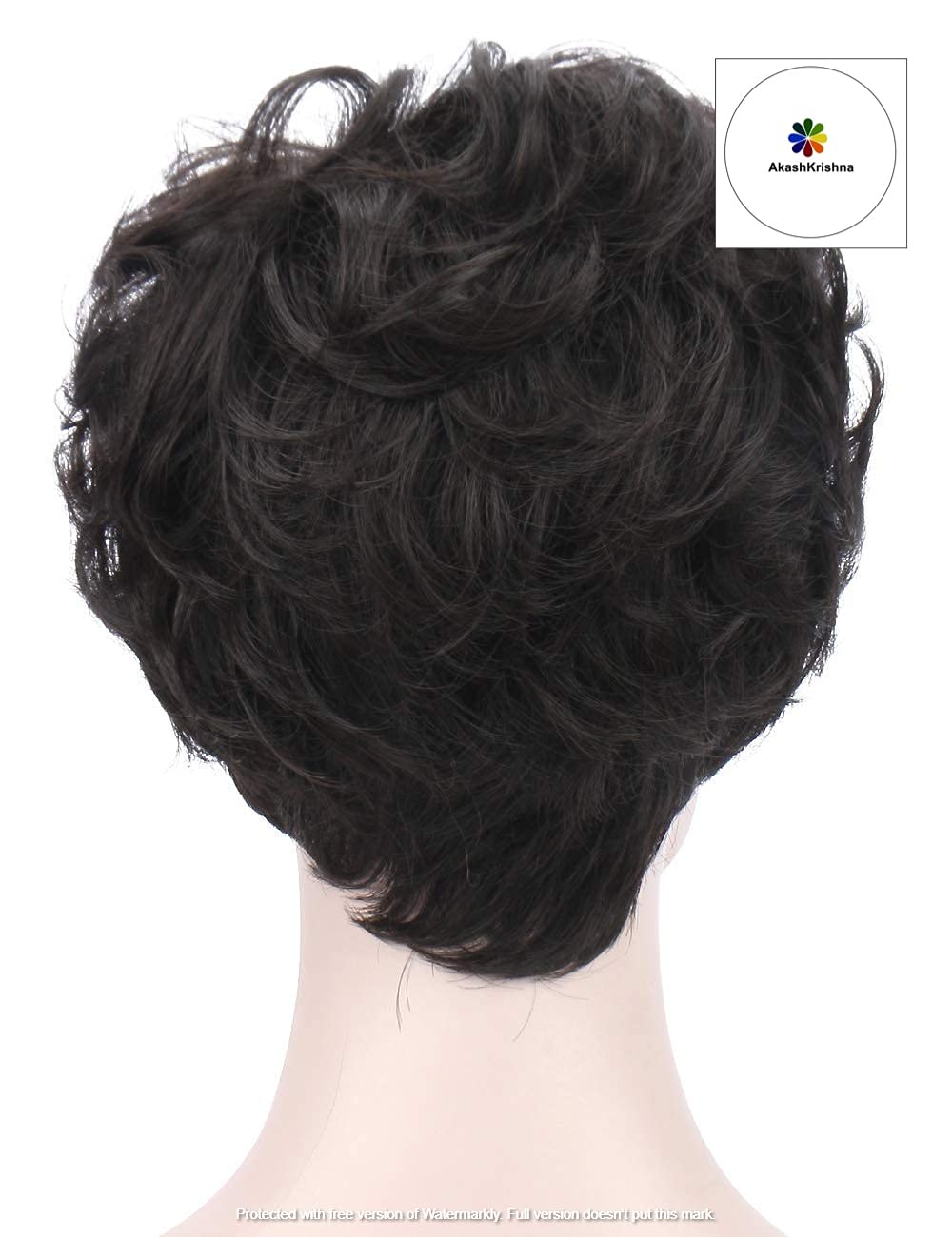 Akashkrishna Fashion Women Full Head Short Hair Wig For Women Pk style Hair Wig japnese fiber Synthetic hair wig black Wig With Free WigCap 2