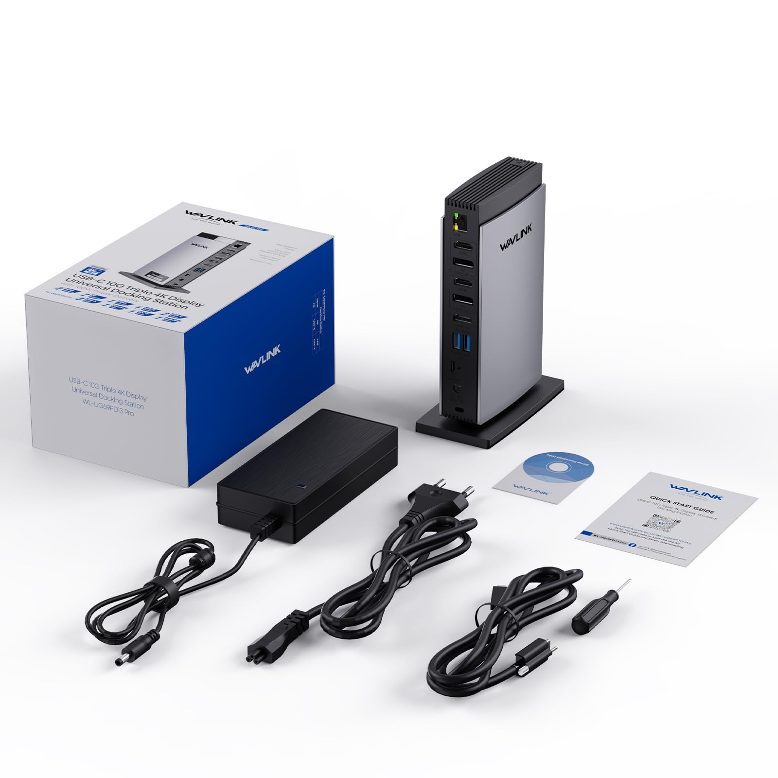 WAVLINK Displaylink Docking Station Triple Pantalla 4K+Dual 2K, 3HDMI, 2DP | 5 USB C/A, Carga 100W, Ethernet, Audio, SD/TF, Compatible con Windows/Mac M1 M2 M3 M4 M5 MacBook Neo
