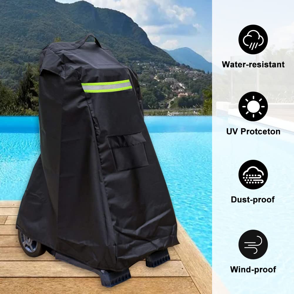 Cubierta para Robot Limpiafondos Dolphin, Caddy Funda para Robot Limpiador de Piscinas Dolphin, Robot Limpiafondos con Bolsillos Cordón Tiras Reflectantes, Parasol Impermeable A Prueba