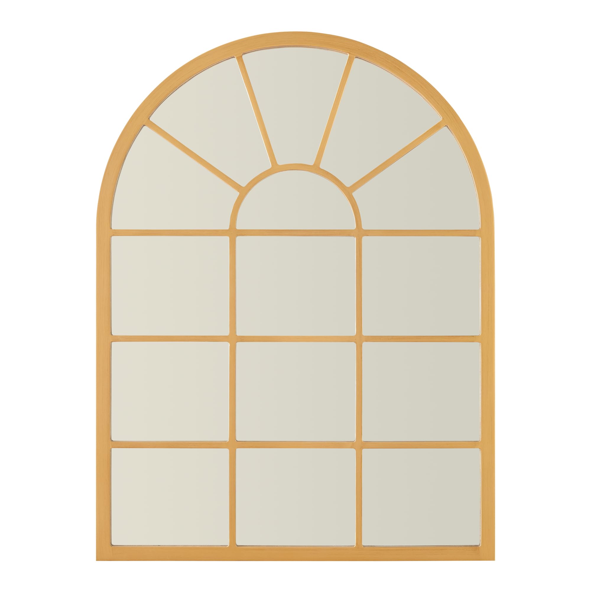 [en.casa] Espejo de Pared Espejo Cuadriculado en Forma de Ventana de MDF para Salón Dormitorio Decoración 80 x 60 cm - Dorado