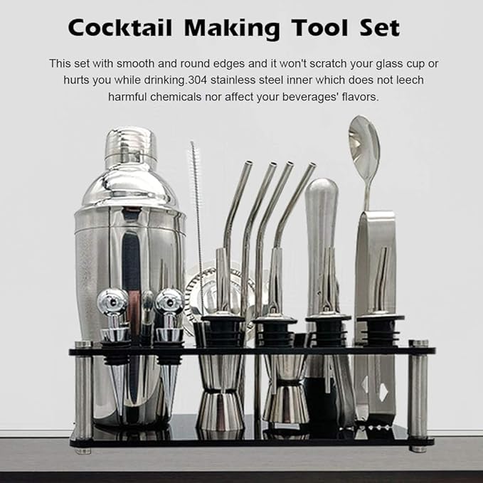 Set de Coctelería 20 Piezas, Coctelera Boston Acero Inoxidable miniatura 3