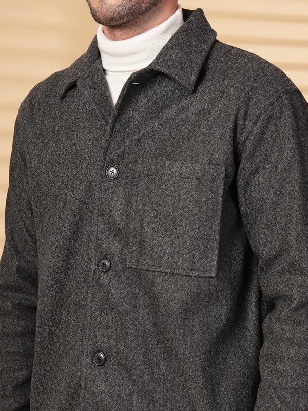 Image of CHKOKKO Men's Regular Winter Shacket Stylish Flannel Plaid Jacket Shirt