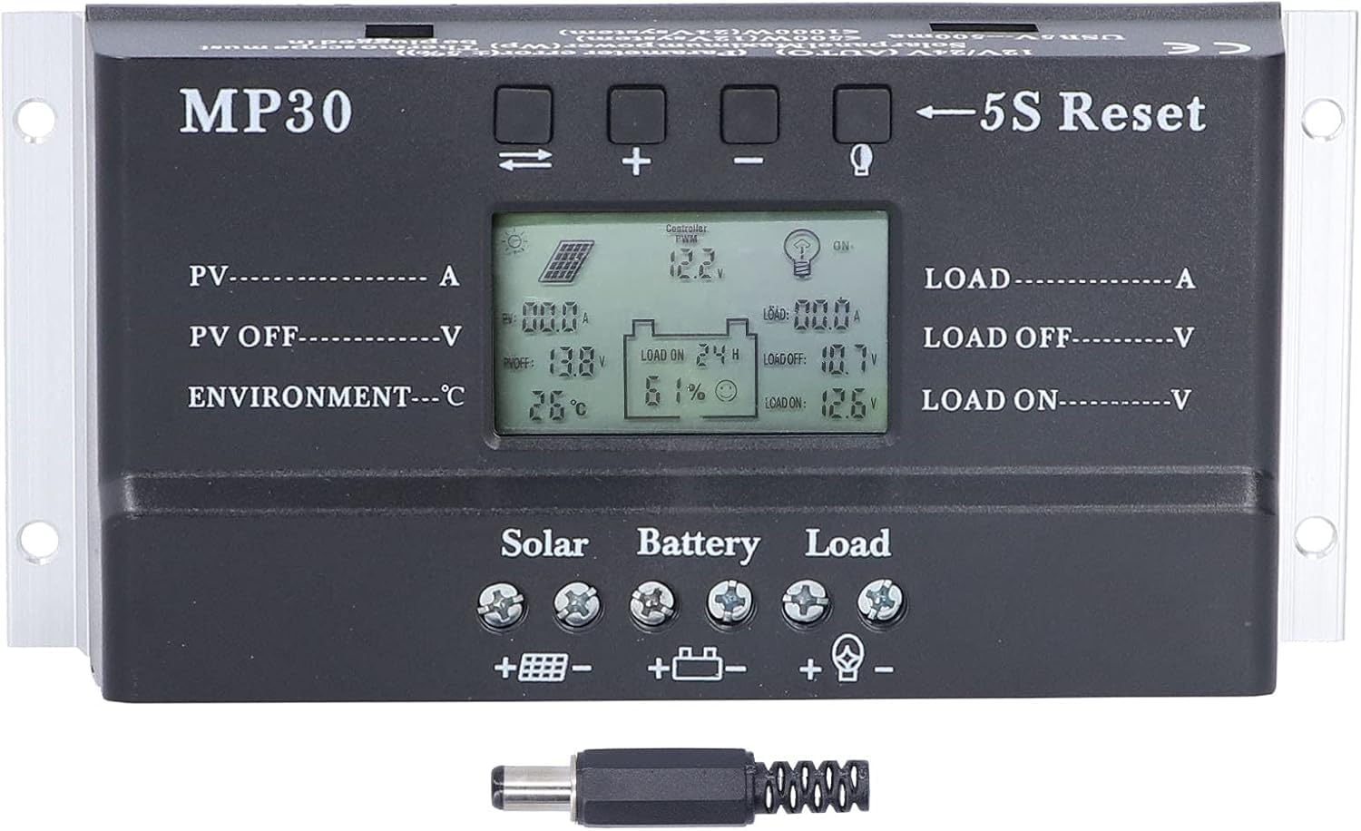 REES52 MP30 12V/24V 20A LCD Display PWM Solar Charge Controller Auto Charge Regulator for Solar Panels