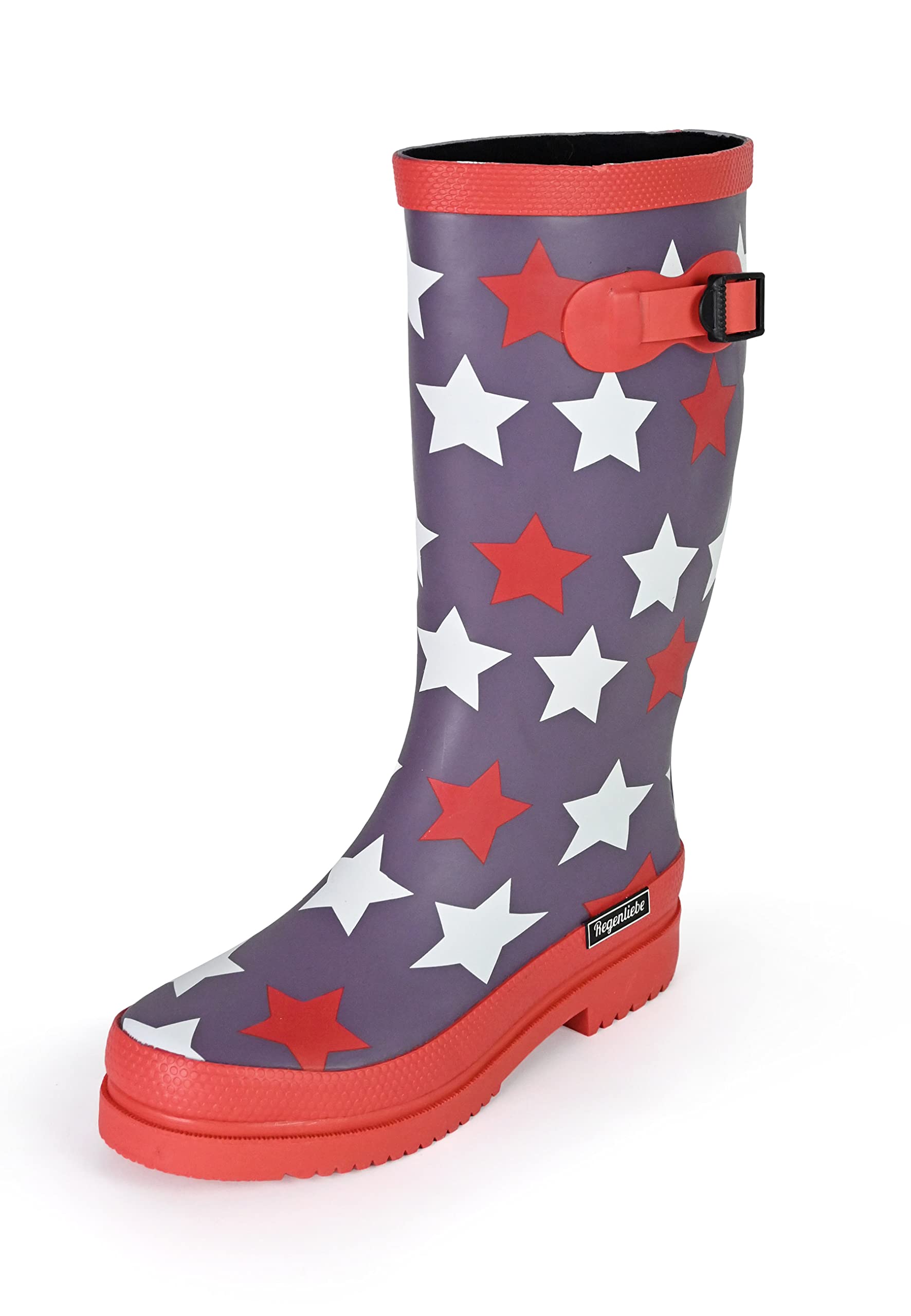 Regenliebe Damen Gummistiefel Stars Hoch-Langschaft Sterne Motiv